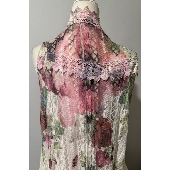 Origami Duster bohemian floral lace kimono cardigan XL - Picture 4 of 12